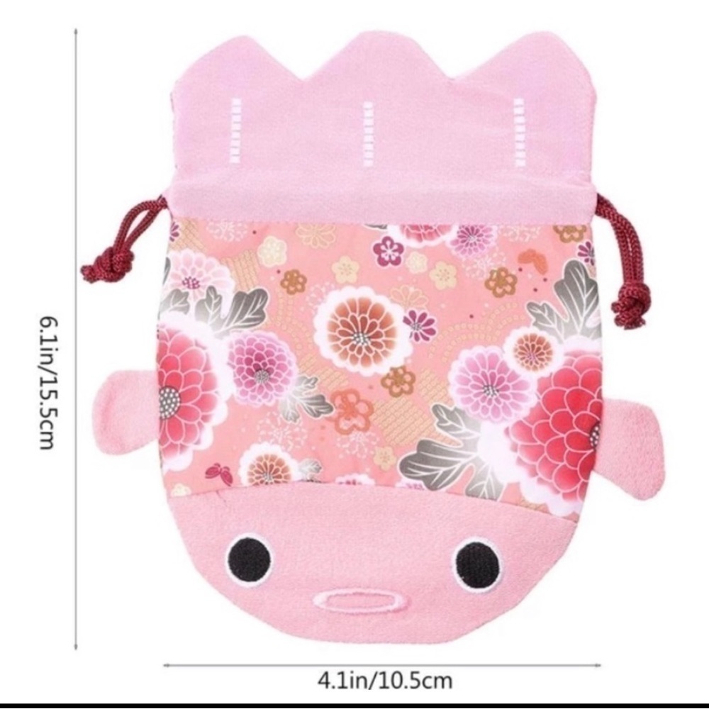Daiso Japan Pink Goldfish Drawstring  Pouch - Picture 2 of 5